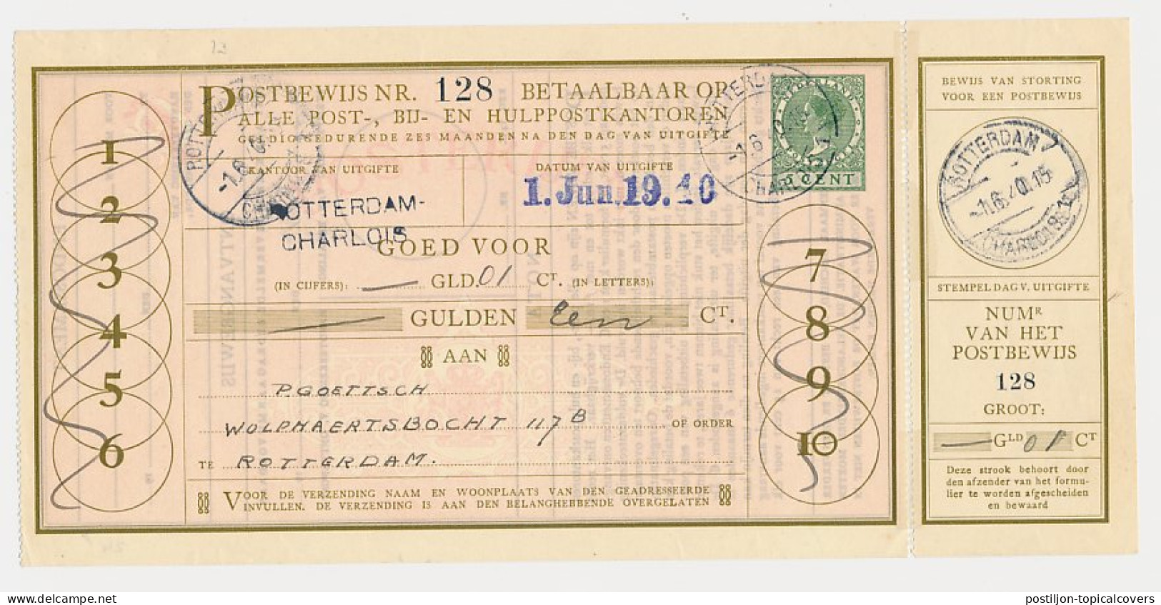 Postbewijs G. 24 - Rotterdam 1940 - Postwaardestukken