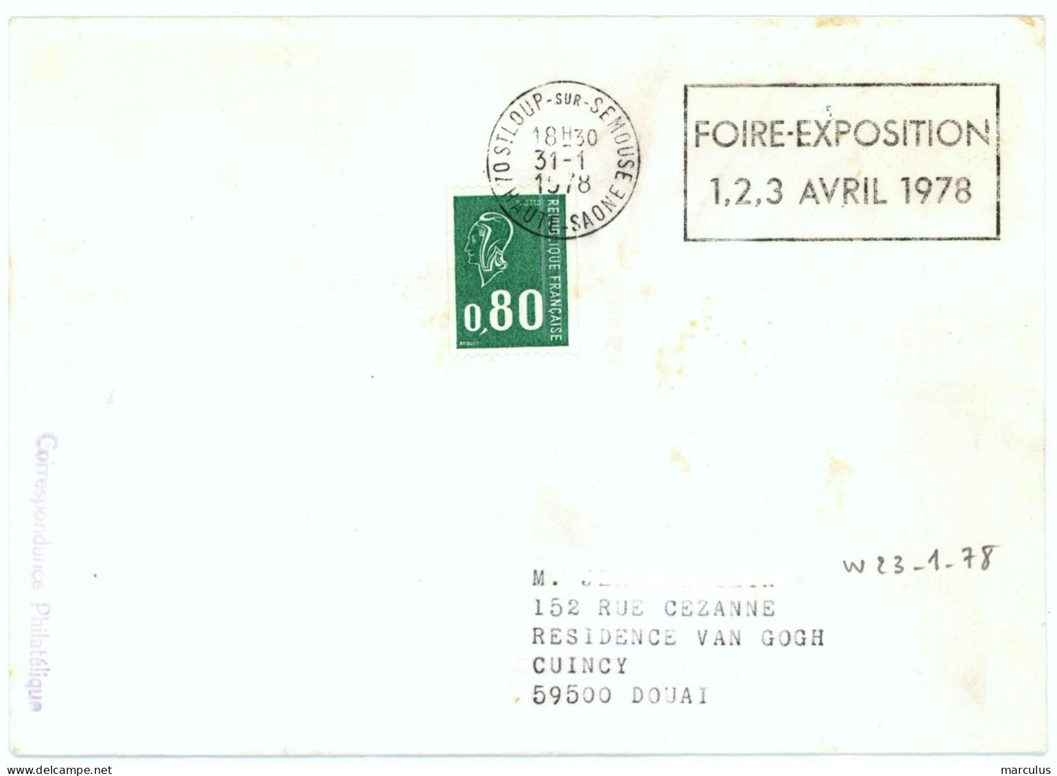 70 ST LOUP Sur SEMOUSE  HAUTE - SAONE 1978 : FOIRE - EXPOSITION ... - Maschinenstempel (Werbestempel)