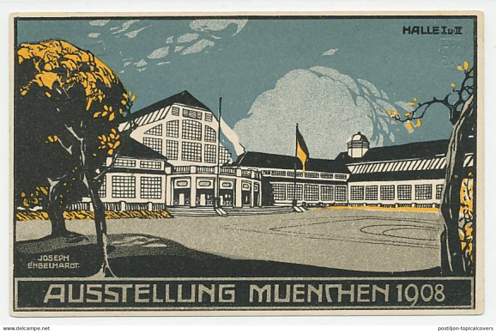 Postal Stationery Bayern 1908 Exhibition Hall - Unclassified