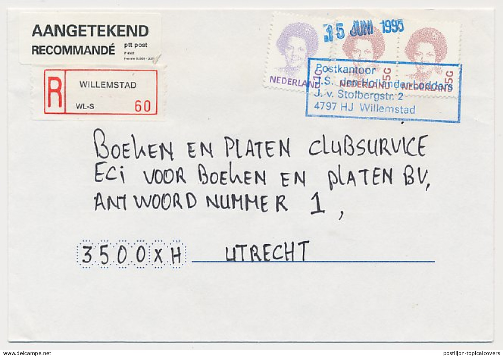 MiPag / Mini Postagentschap Aangetekend Willemstad 1995 - Ohne Zuordnung