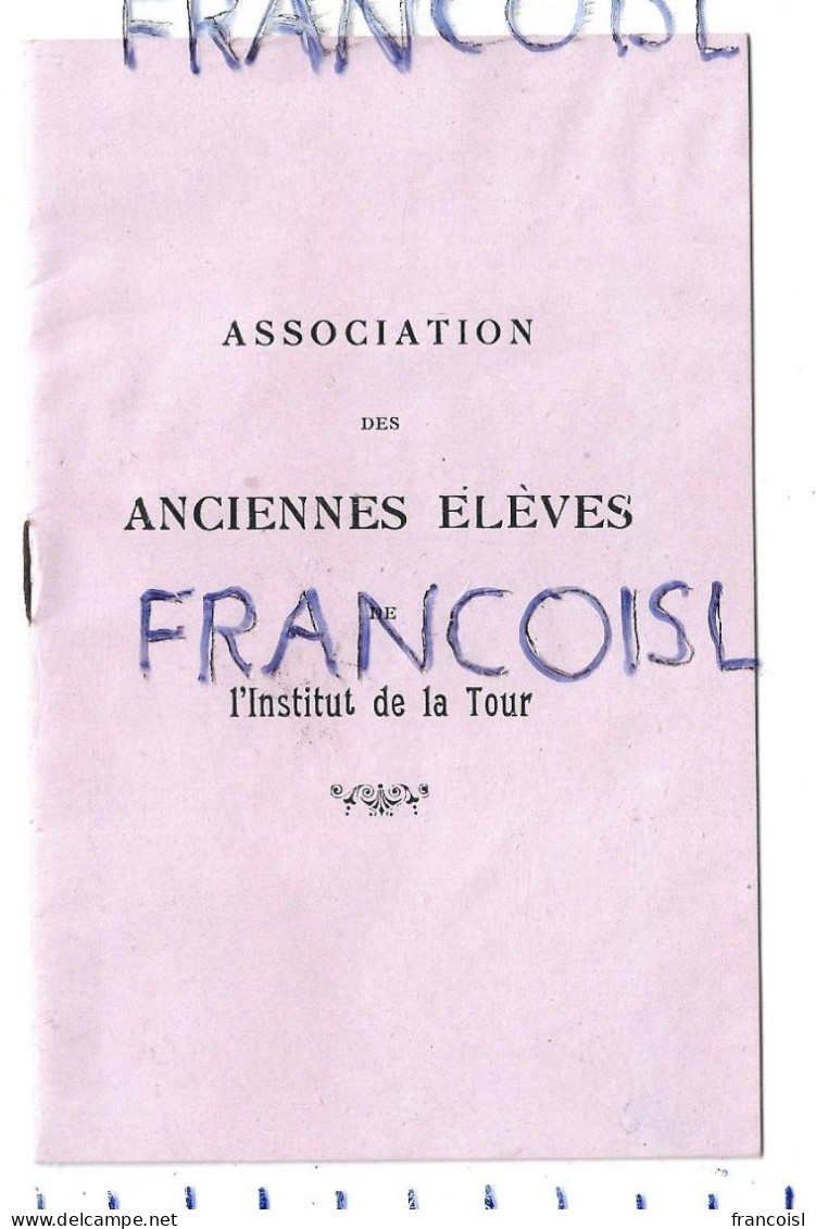 Association Des Anciennes élèves De L'Institut De La Tour - Diplome Und Schulzeugnisse