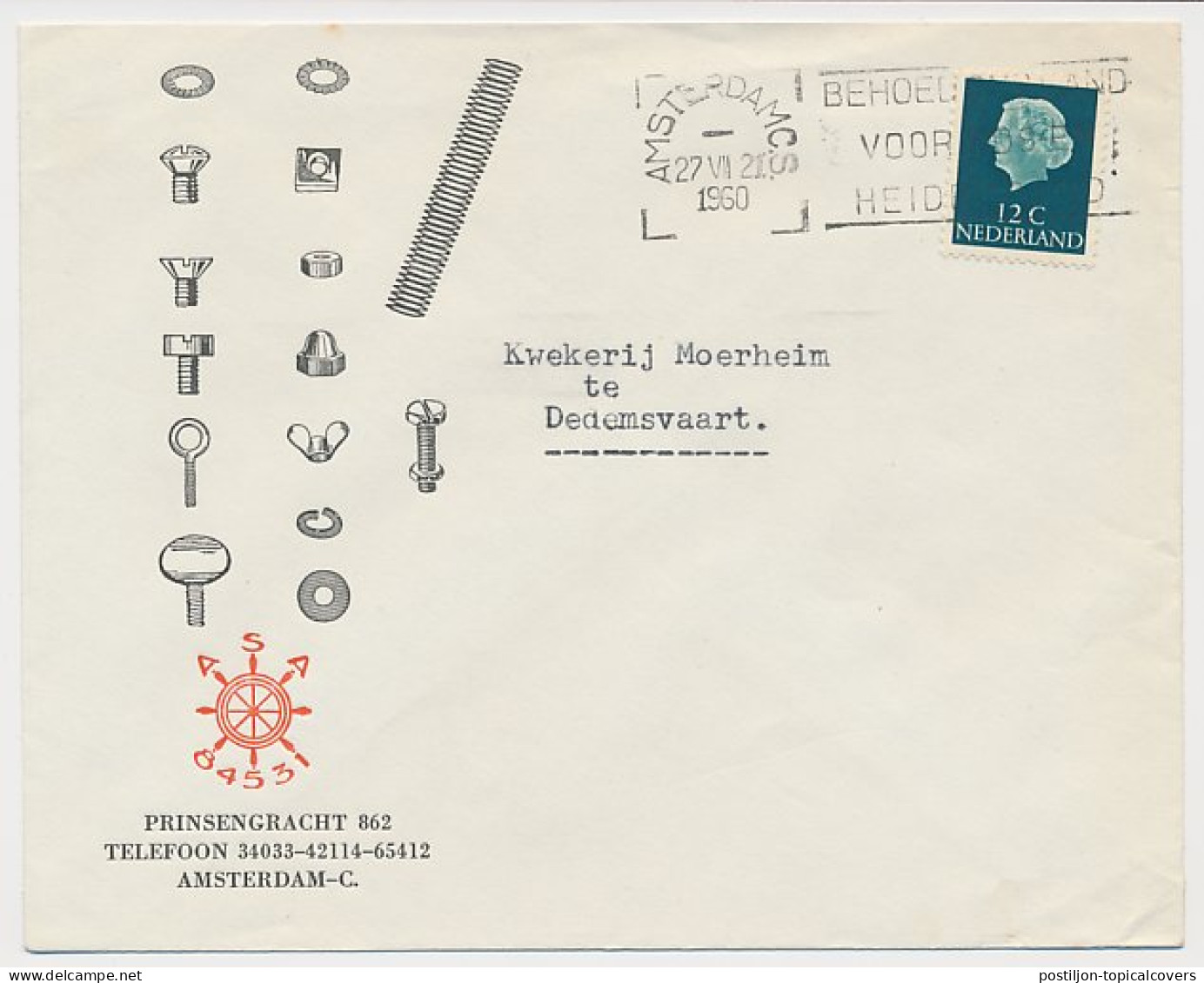 Firma Envelop Amsterdam 1960 - Moeren - Bouten - Veren - Zonder Classificatie