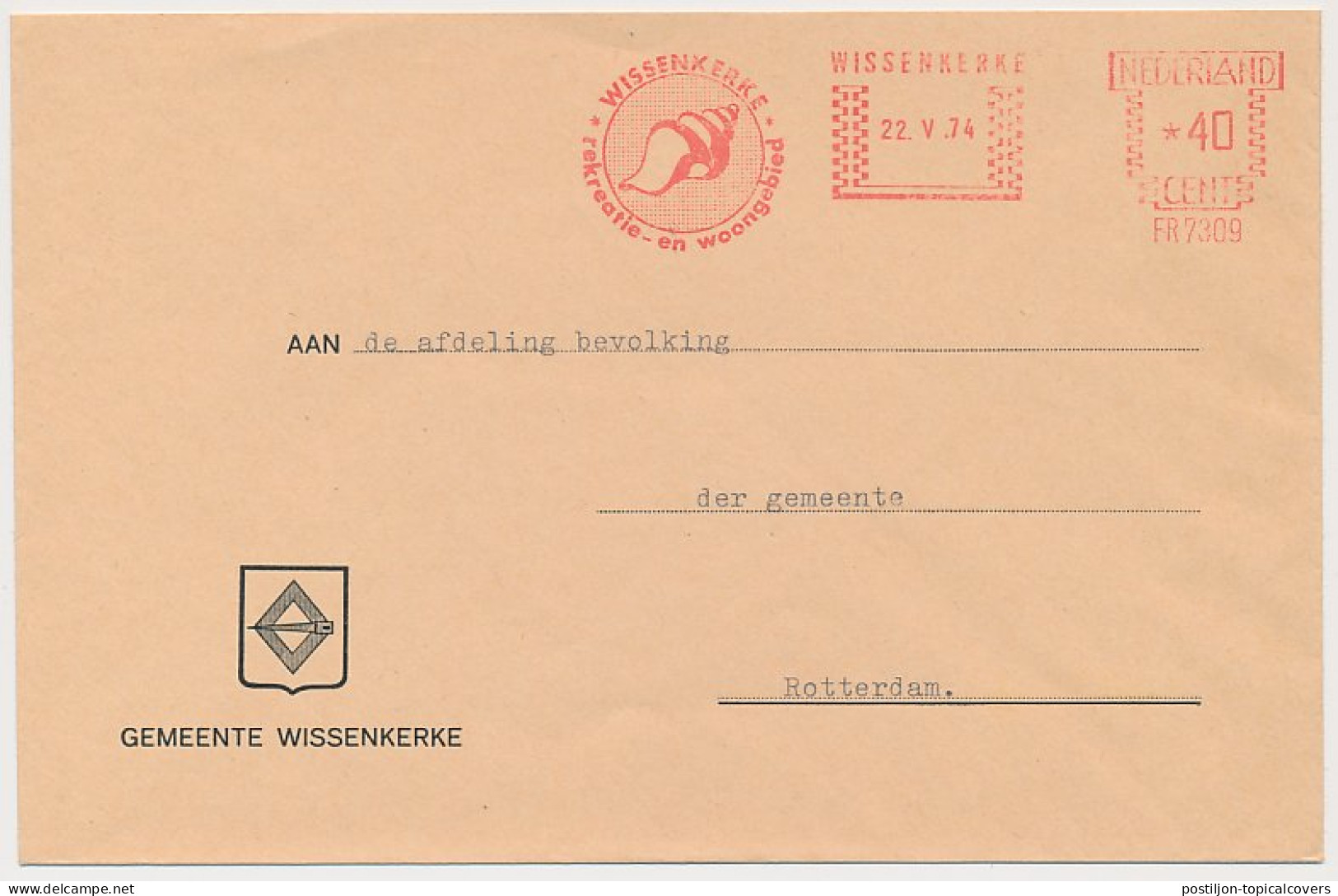 Meter Cover Netherlands 1974 Shell - Wissenkerke - Maritiem Leven