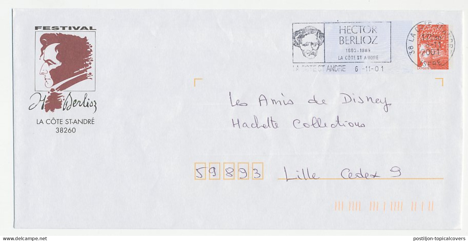 Postal Stationery / PAP France 2001 Composer - Hector Berlioz - Festival - Musik