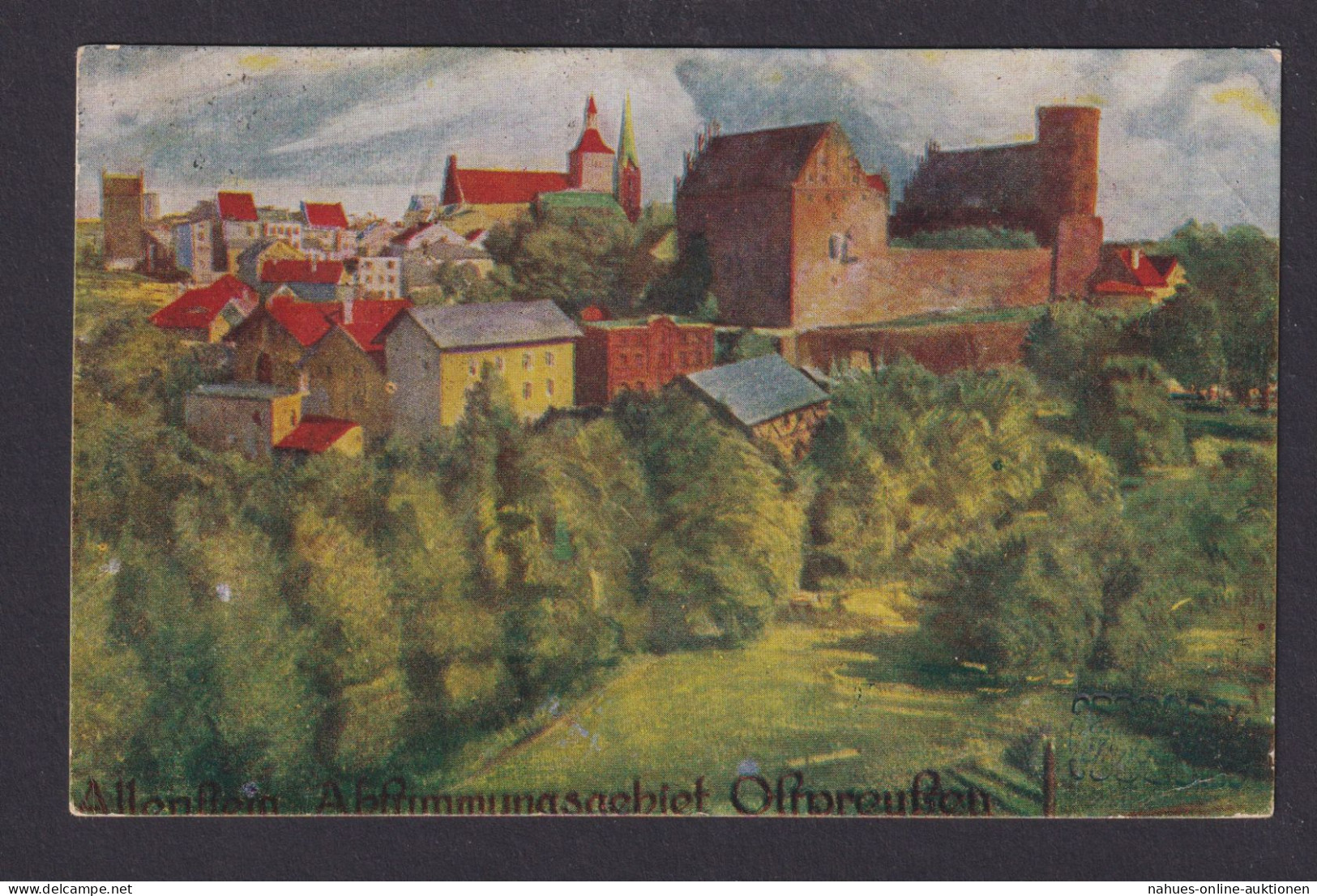 Briefmarken Bahnpost Infla D. Reich Marne ... Künstler Ansichtskarte Allenstein - Ostpreussen