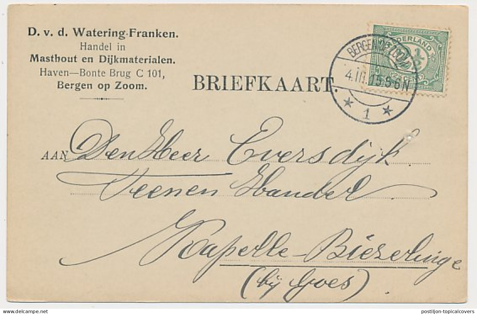 Firma Briefkaart Bergen Op Zoom 1915 - Masthout - Dijkmaterialen - Non Classificati