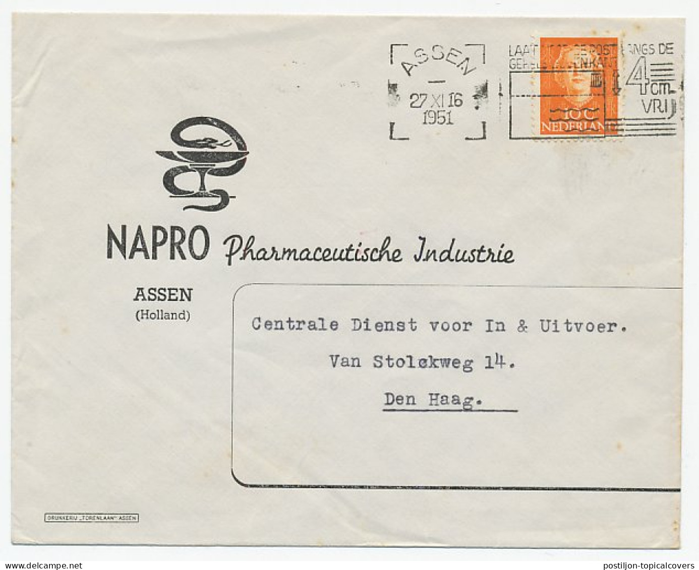 Firma Envelop Assen 1951 - Pharmacie - Non Classificati