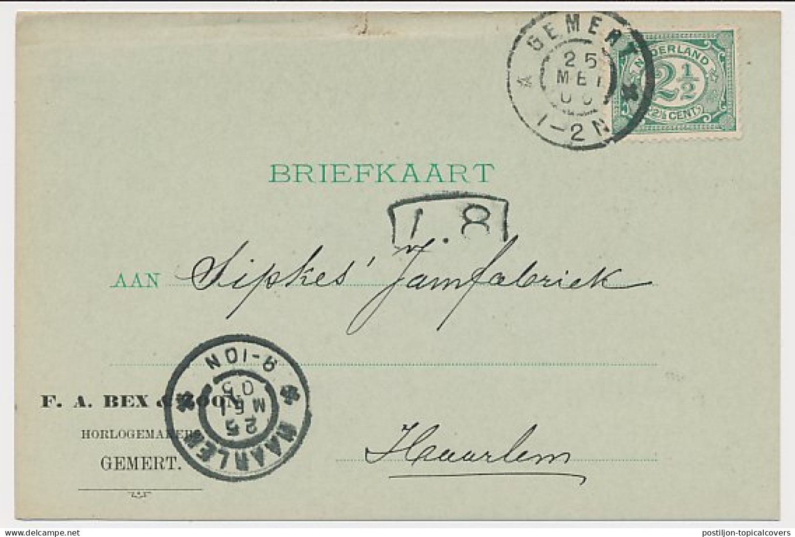 Firma Briefkaart Gemert 1905 - Horlogemaker - Ohne Zuordnung