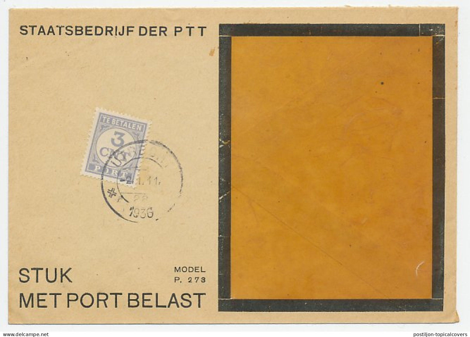 Em. Port 1921 Dienst Envelop Utrecht - Non Classés