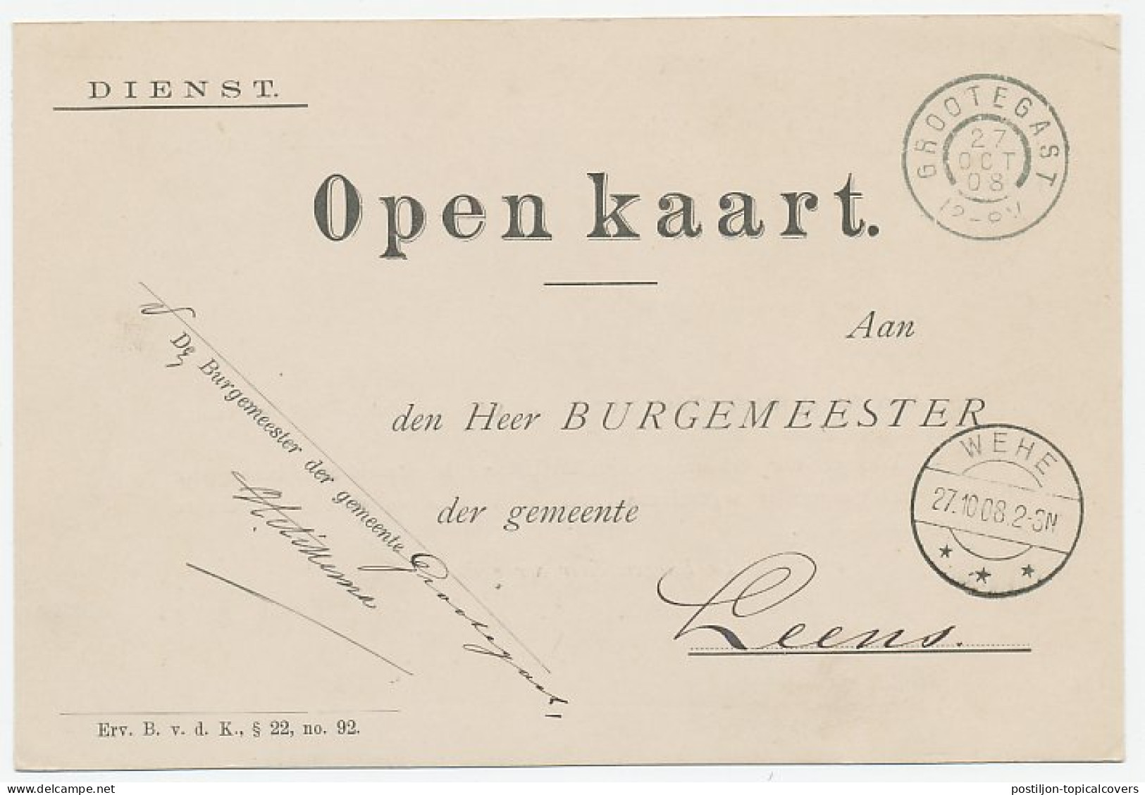 Grootrondstempel Grootegast 1908 - Unclassified