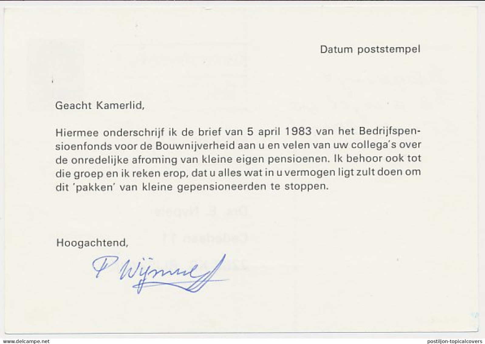 Briefkaart G. 360 Particulier Bedrukt Roosendaal 1983 - Postwaardestukken