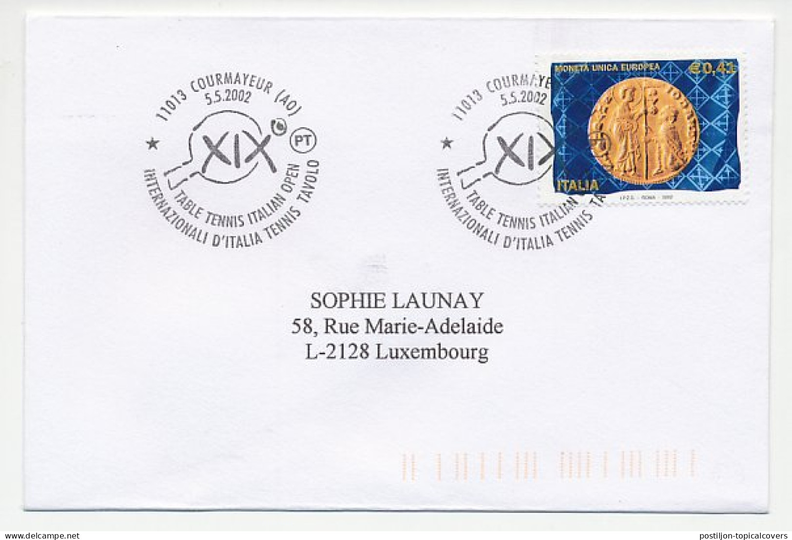 Cover / Postmark Italy 2002 Table Tennis - Sonstige & Ohne Zuordnung