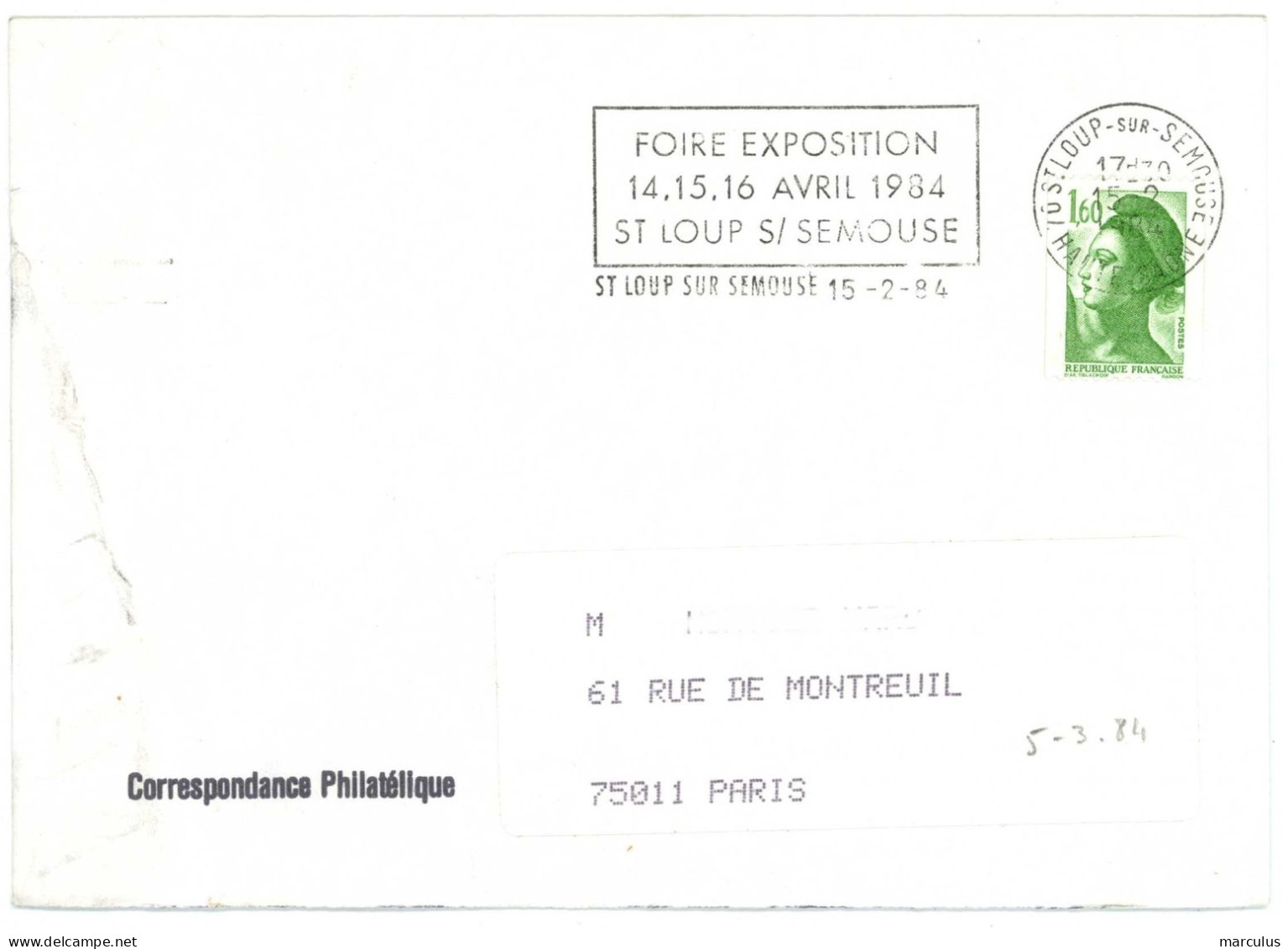 70 ST LOUP Sur SEMOUSE  HAUTE - SAONE 1984 : FOIRE EXPOSITION ... (froissée) - Mechanical Postmarks (Advertisement)