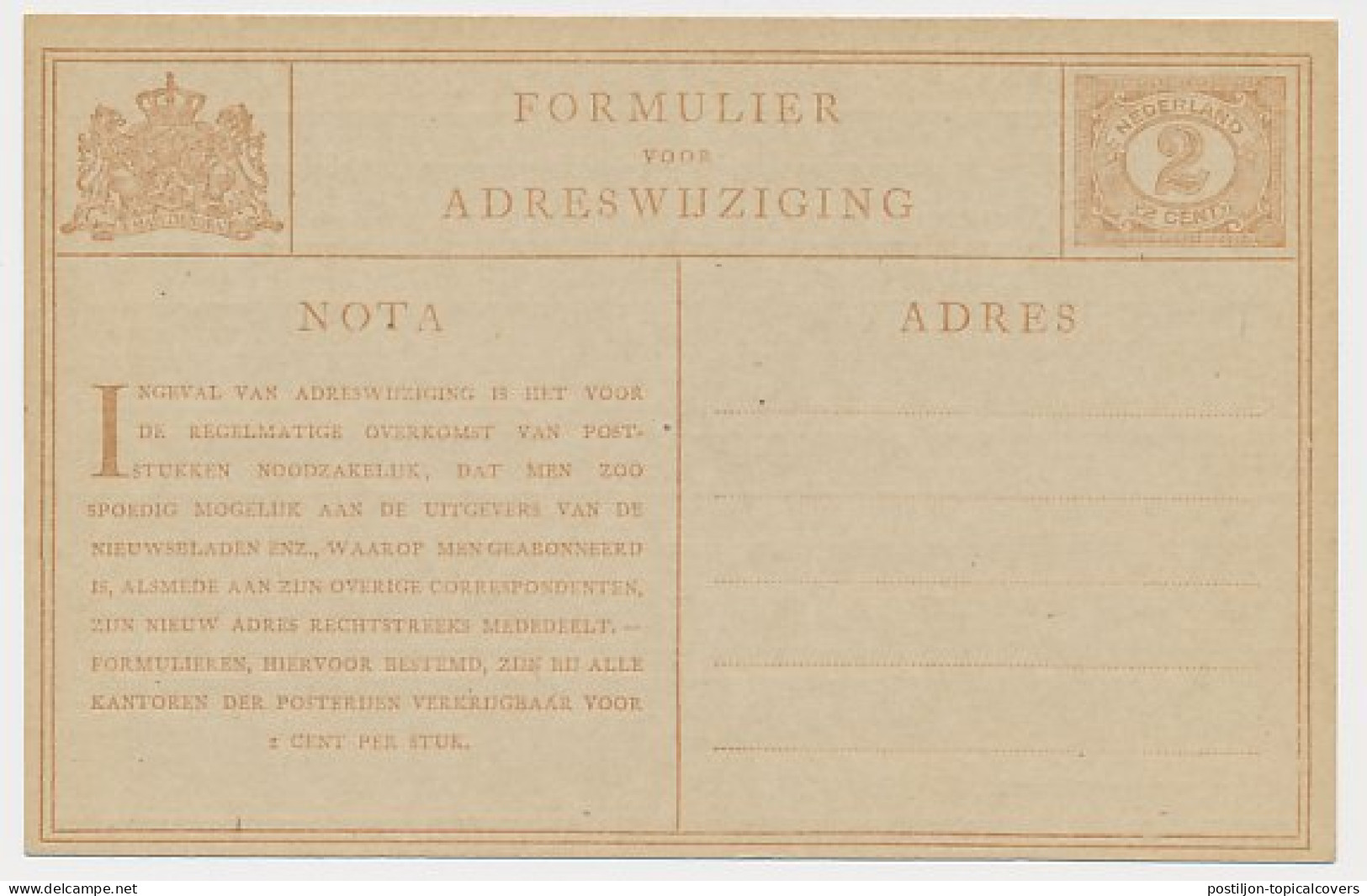 Verhuiskaart G. 4 - Postal Stationery