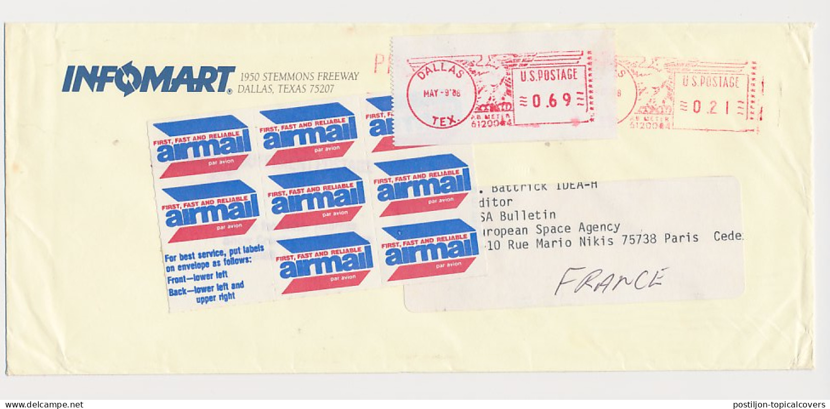 Meter Cover USA 1988 Airmail Labels - Other & Unclassified