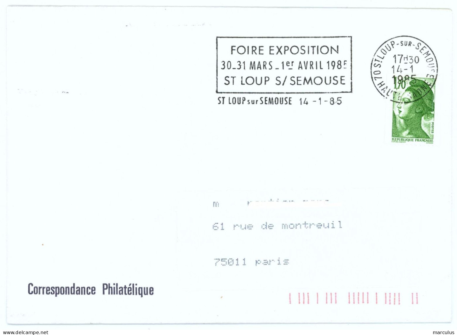 70 ST LOUP Sur SEMOUSE  HAUTE SAONE 1985 : FOIRE EXPOSITION ... - Mechanical Postmarks (Advertisement)