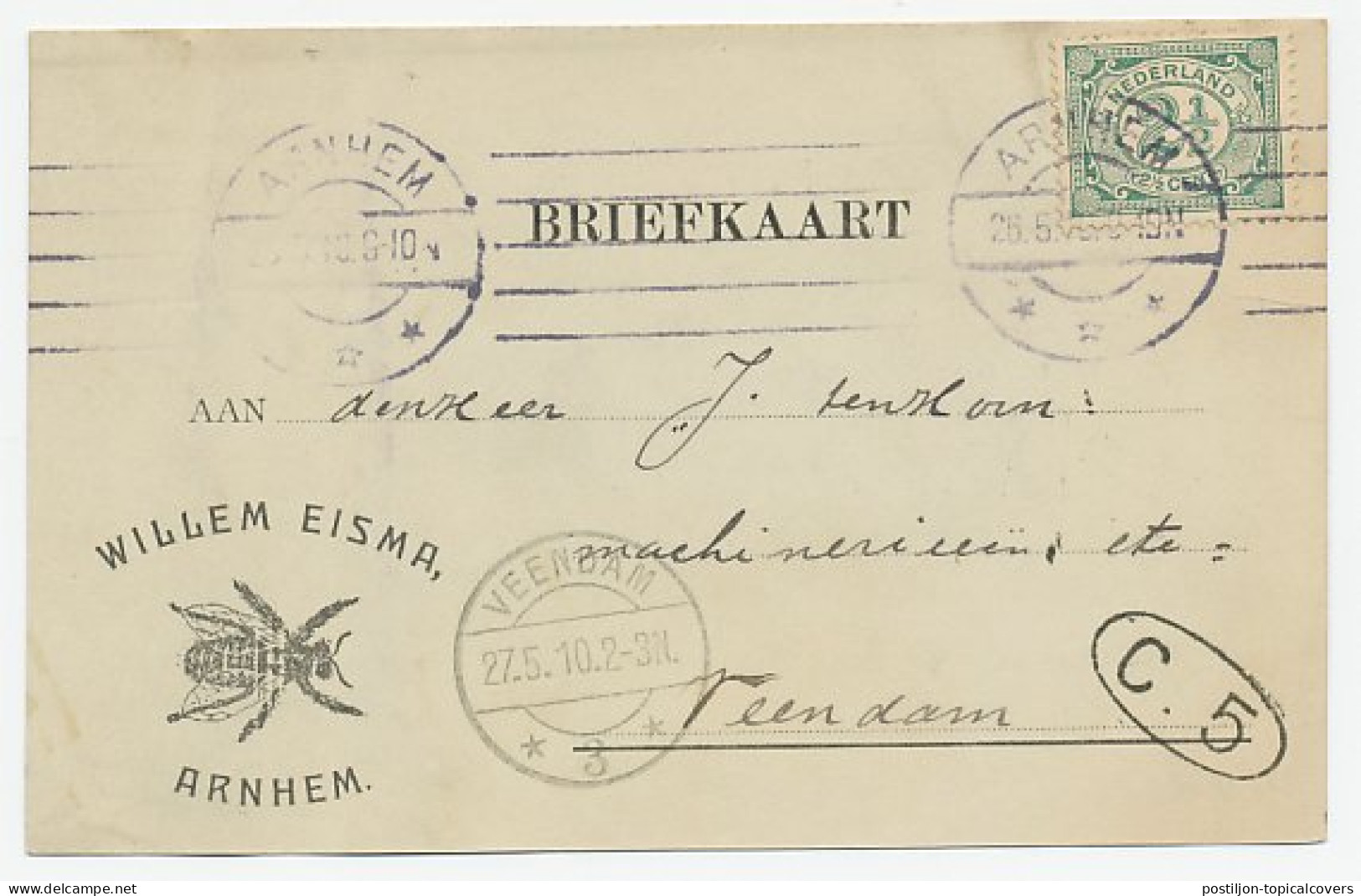 Firma Briefkaart Arnhem 1910 - Bij - Ohne Zuordnung