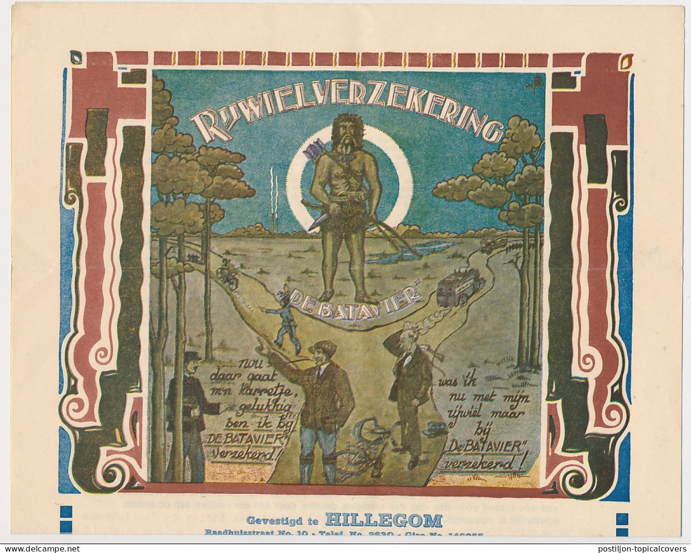 Plakzegel 10 CENT Den 19.. - Rijwielverzekering De Batavier - Steuermarken