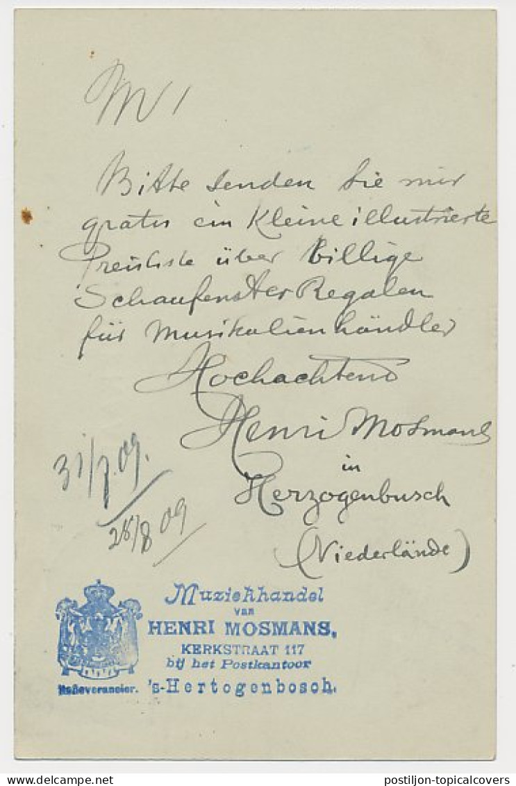 Firma Briefkaart S Hertogenbosch 1909 - Muziekhandel - Unclassified