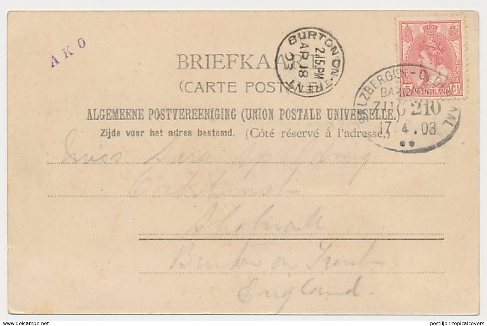 Amersfoort - Trein Ovaalstempel Salzbergen - Oldenzaal 1903 - Non Classés