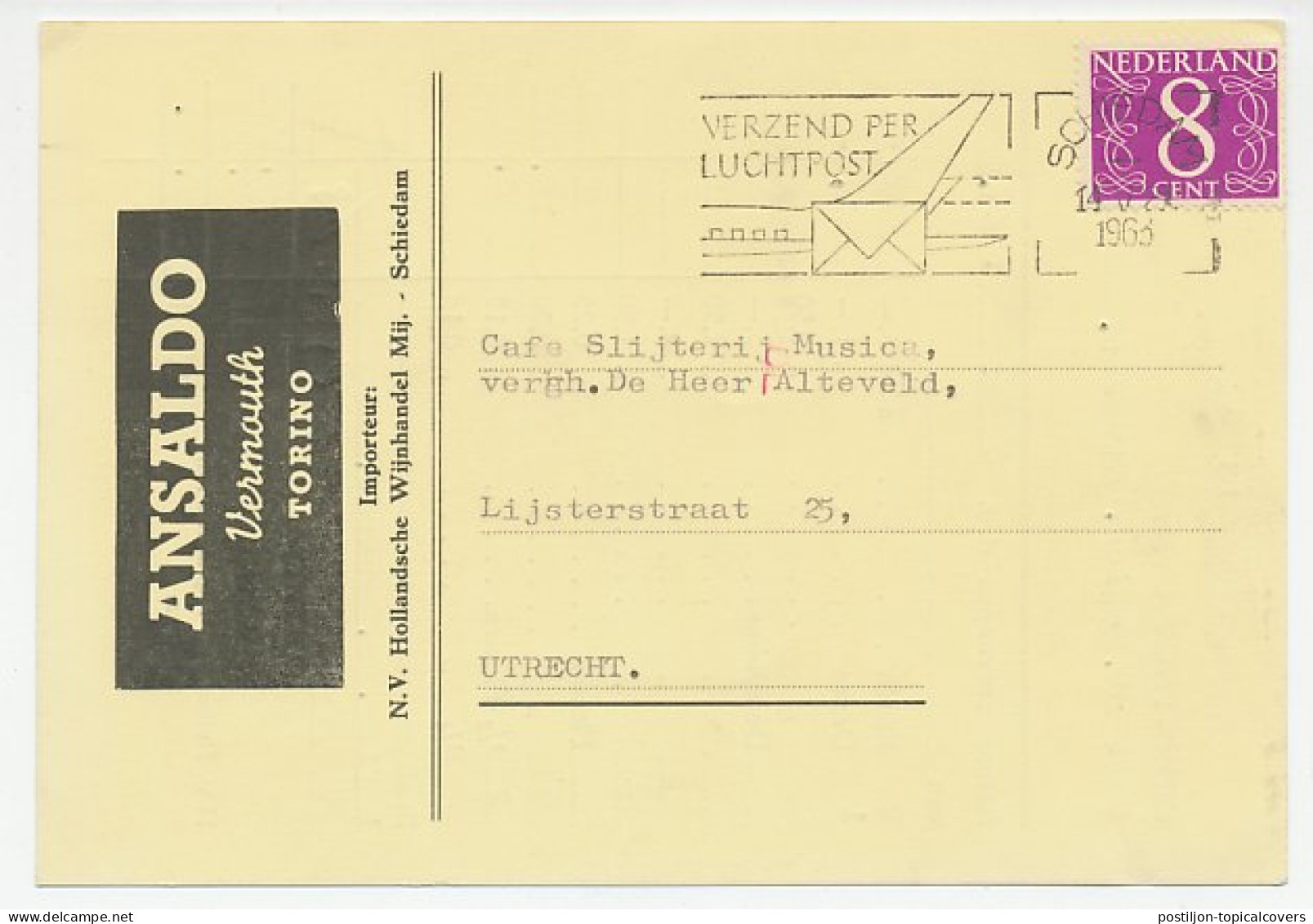 Firma Briefkaart Schiedam 1963 - Wijnhandel  - Zonder Classificatie