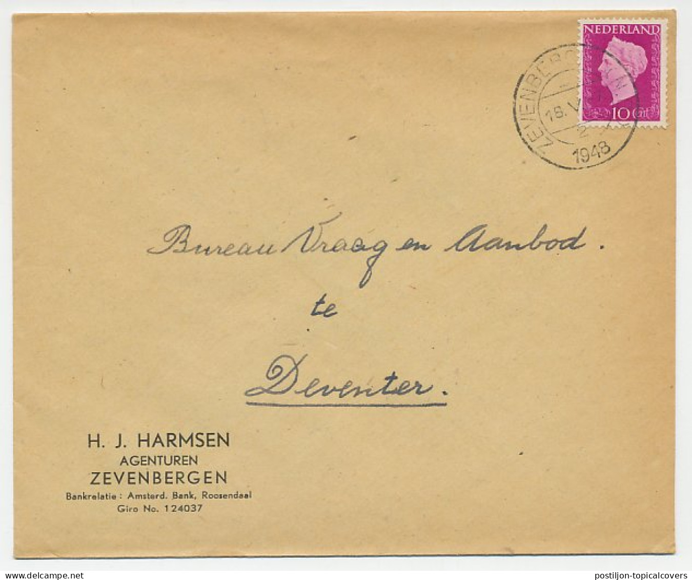 Firma Envelop Zevenbergen 1948 - Agenturen  - Ohne Zuordnung