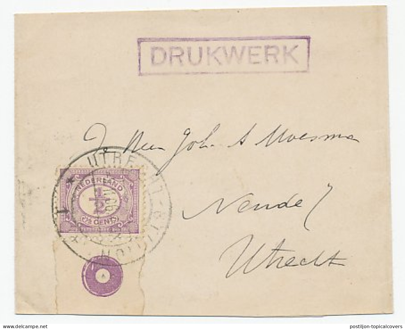Em. Vurtheim Drukwerk Wikkel Locaal Te Utrecht 1906 - Velrand - Non Classés