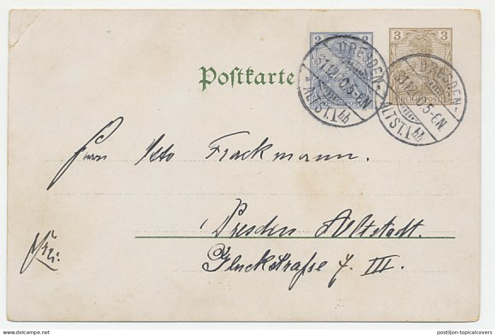 Postal Stationery Germany 1900 New Year - Clock - Angel - Navidad