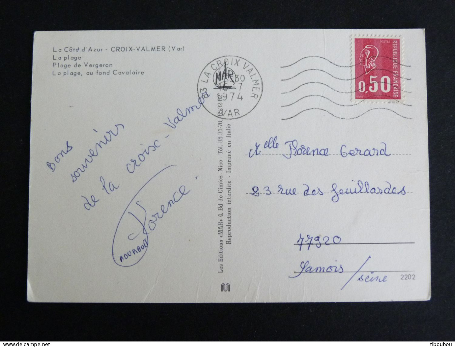 LA CROIX VALMER - VAR - FLAMME MUETTE SUR MARIANNE BEQUET - PLAGE DE VERGERON / AU FOND CAVALAIRE - Mechanical Postmarks (Advertisement)