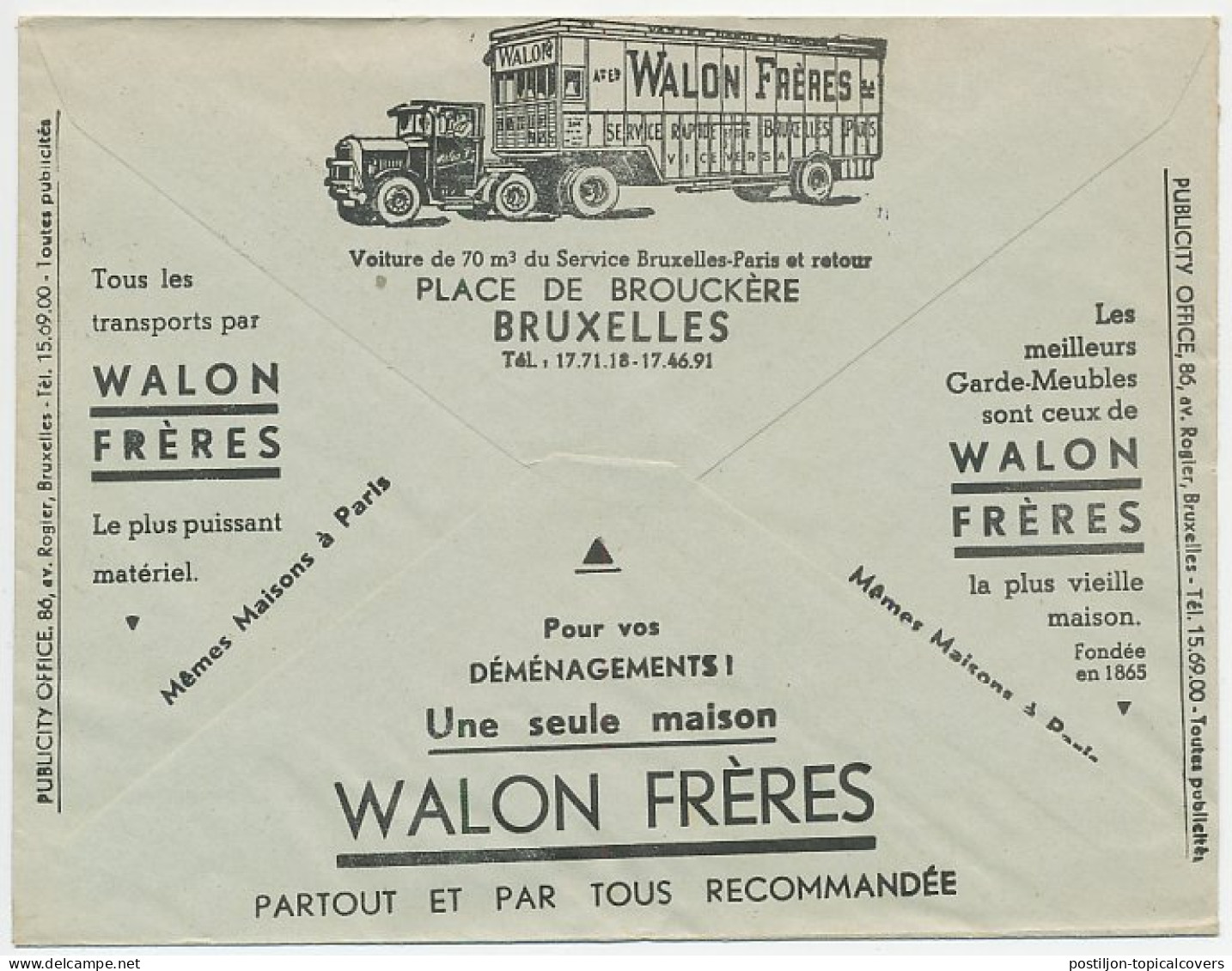 Postal Cheque Cover Belgium 1938 Moving Truck - Transport - Vrachtwagens