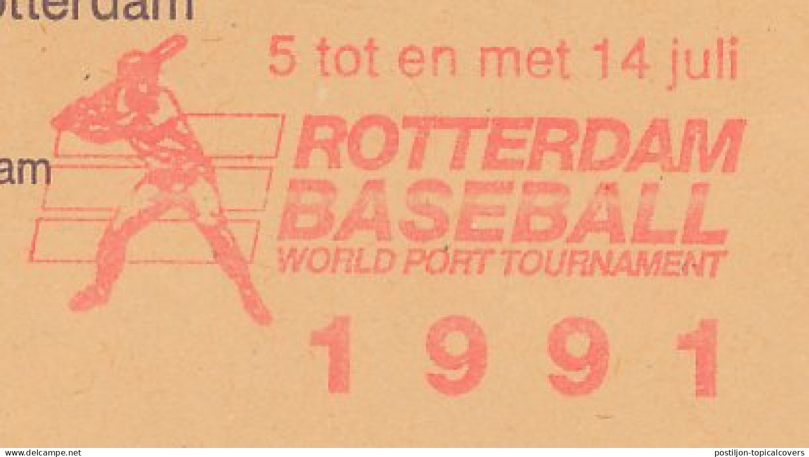 Meter Cut Netherlands 1991 Rotterdam Baseball World Port Tournament 1991 - Autres & Non Classés