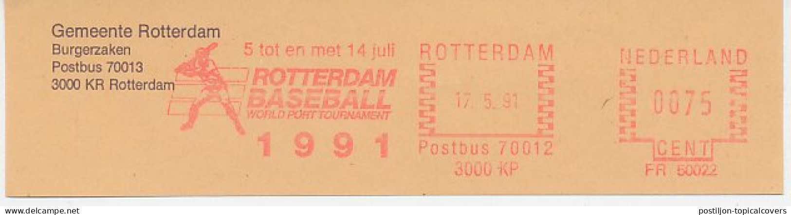 Meter Cut Netherlands 1991 Rotterdam Baseball World Port Tournament 1991 - Sonstige & Ohne Zuordnung