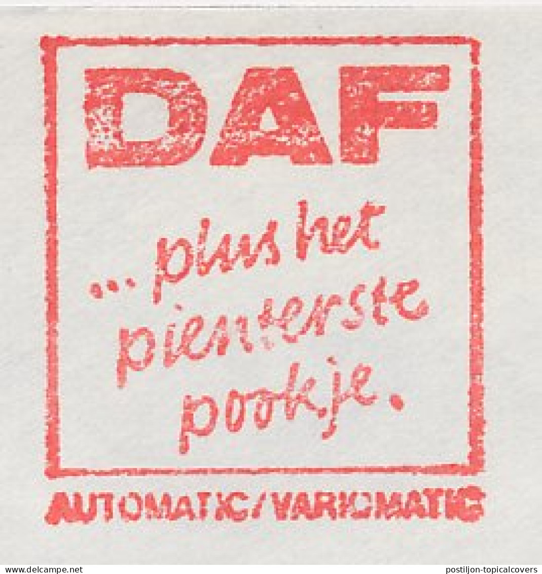 Meter Cover Netherlands 1971 Car - DAF - Van Doorne S Automobielfabrieken - Cars