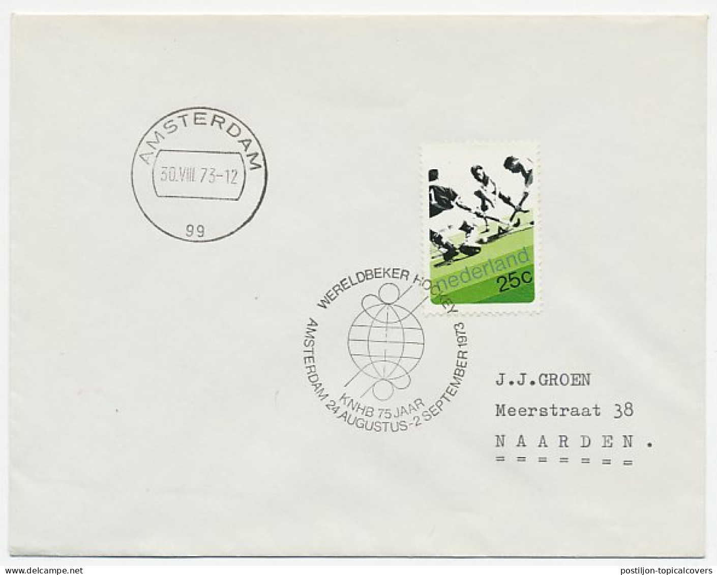 Cover / Postmark Netherlands 1973 World Cup Hockey - Autres & Non Classés