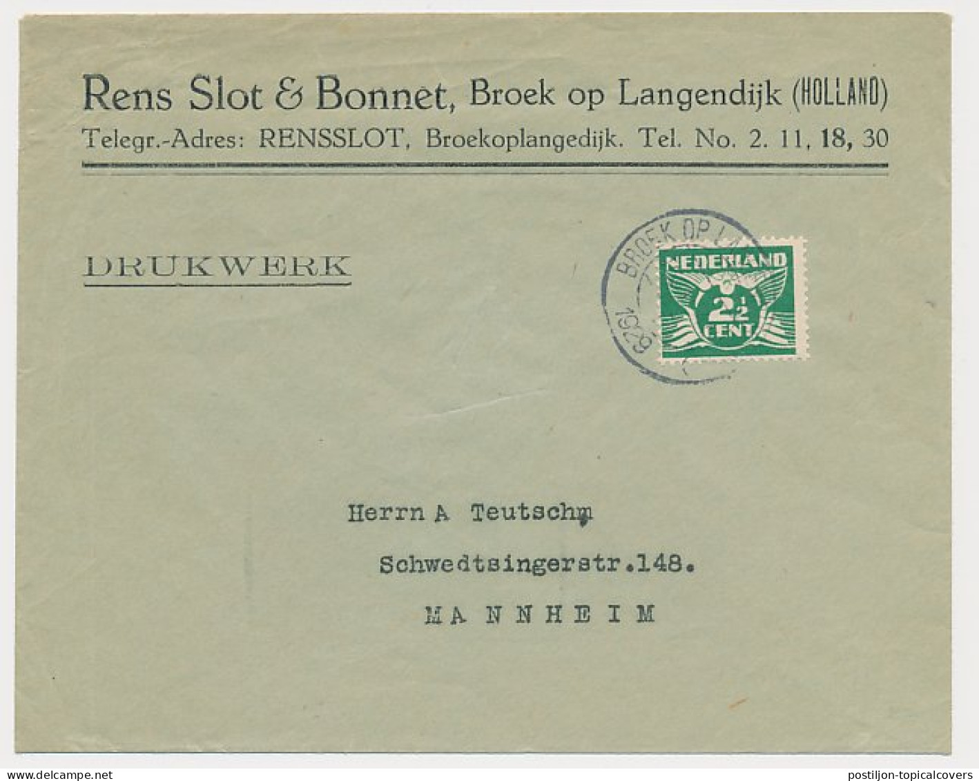 Firma Envelop Broek Op Langendijk 1929  - Unclassified