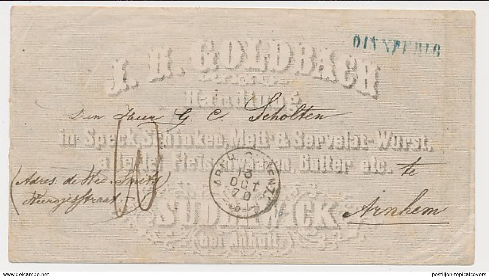 Dinxperlo - Trein Takjestempel Arnhem - Oldenzaal 1870 - Storia Postale