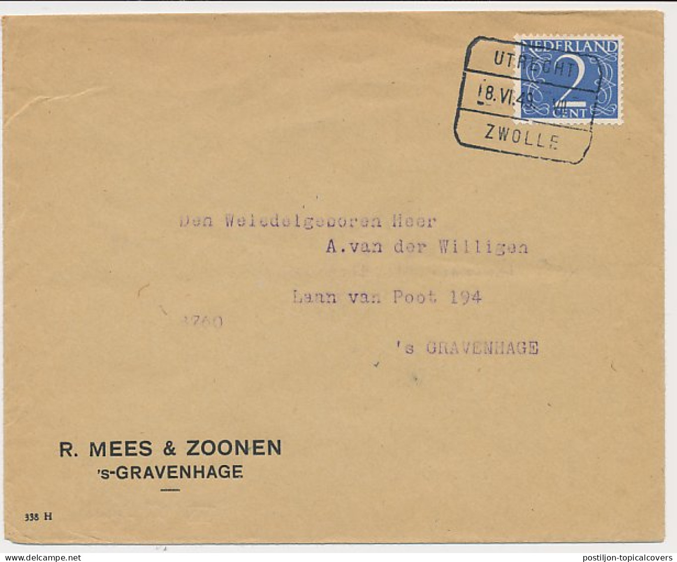 Treinblokstempel : Utrecht - Zwolle VII 1949 - Non Classés