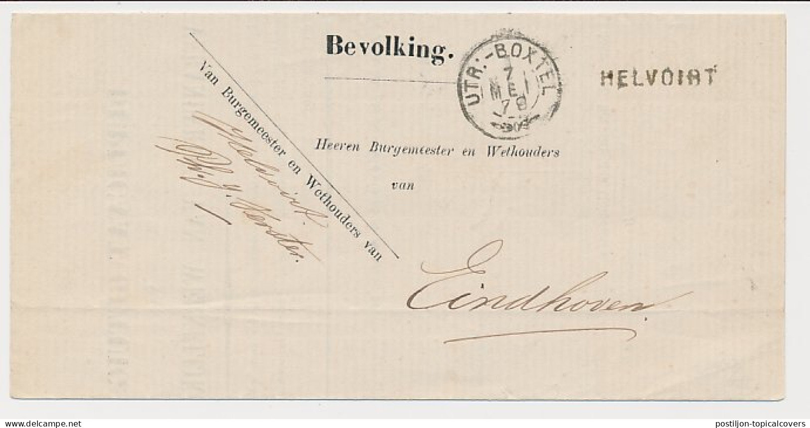 Helvoirt - Trein Takjestempel Utrecht - Boxtel 1879 - Lettres & Documents