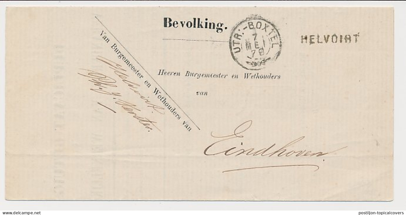 Helvoirt - Trein Takjestempel Utrecht - Boxtel 1879 - Cartas & Documentos