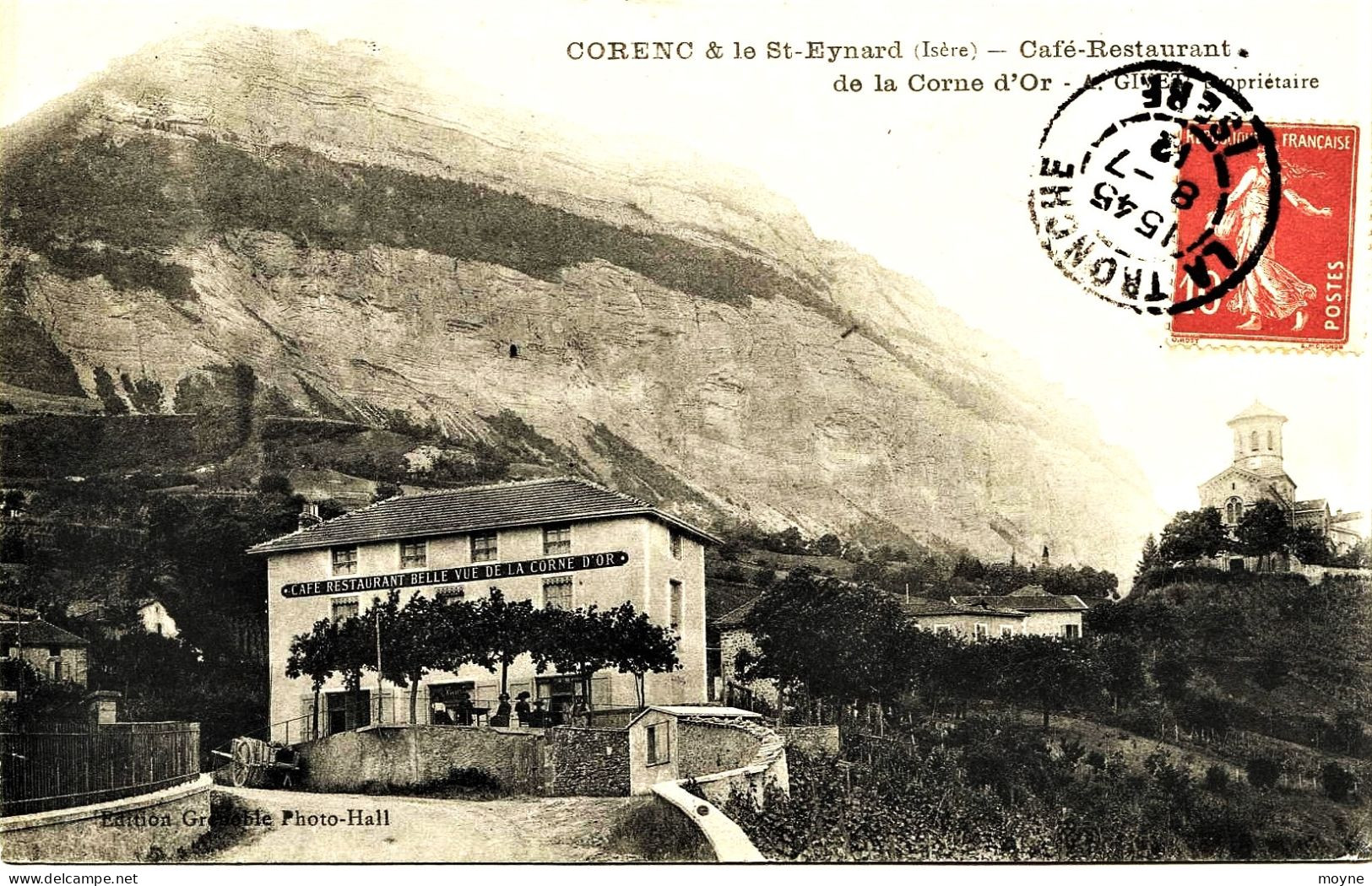 2333  -  CORENC  :  CAFE  RESTAURANT  DE LA CORNE D'OR  (rare)   Circulée En  1912 Disparu ?? - Autres & Non Classés