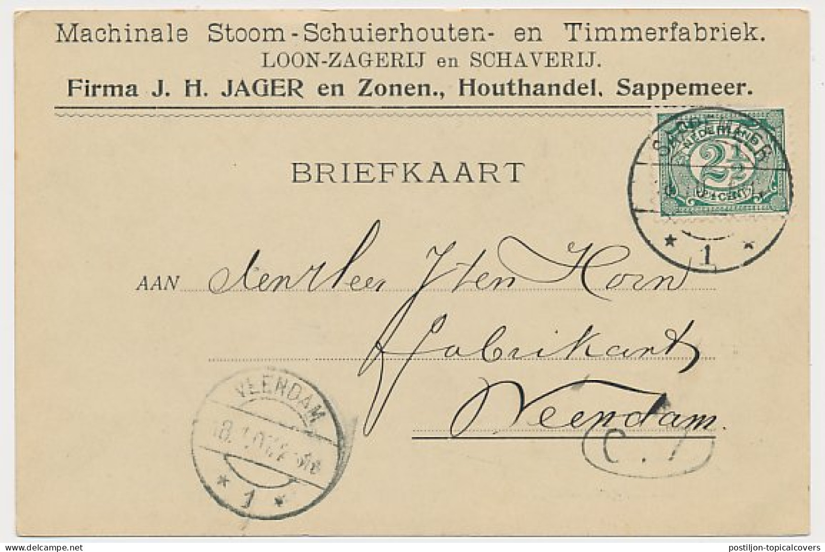 Firma Briefkaart Sappemeer - Timmerfabriek - Houthandel - Zonder Classificatie