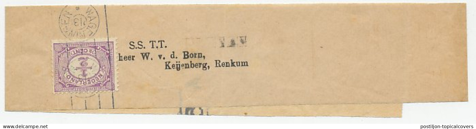 Drukwerkrolstempel / Wikkel - Wageningen 1913 - Ohne Zuordnung
