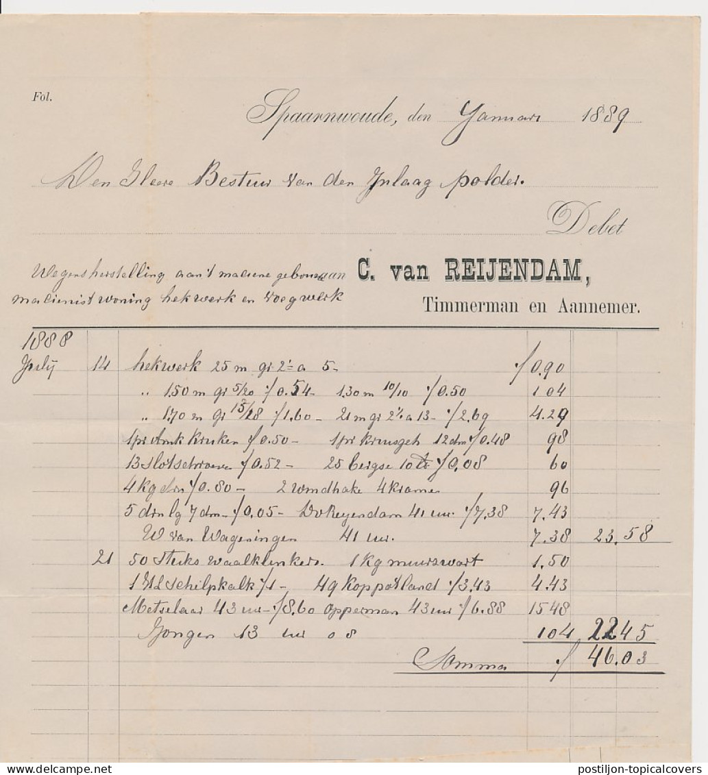 Fiscaal Stempel - Bevelschrift Inlaagpolder 1884 + Nota - Fiscale Zegels