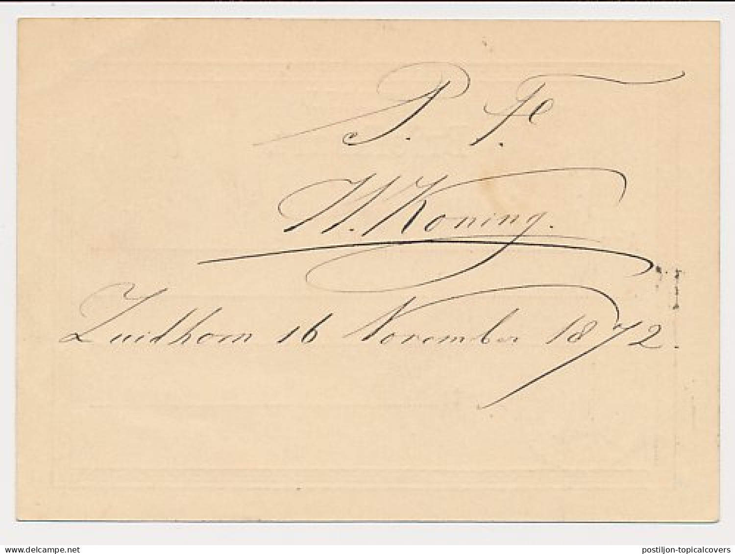 Zuidhorn - Trein Takjestempel Harlingen - Winschoten 1872 - Briefe U. Dokumente