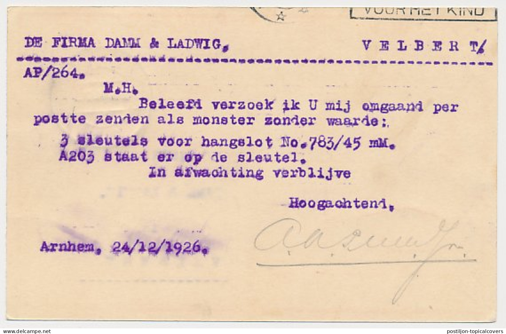 Briefkaart G. 214 C ( Doesburg ) Arnhem - Duitsland 1926 - Postwaardestukken