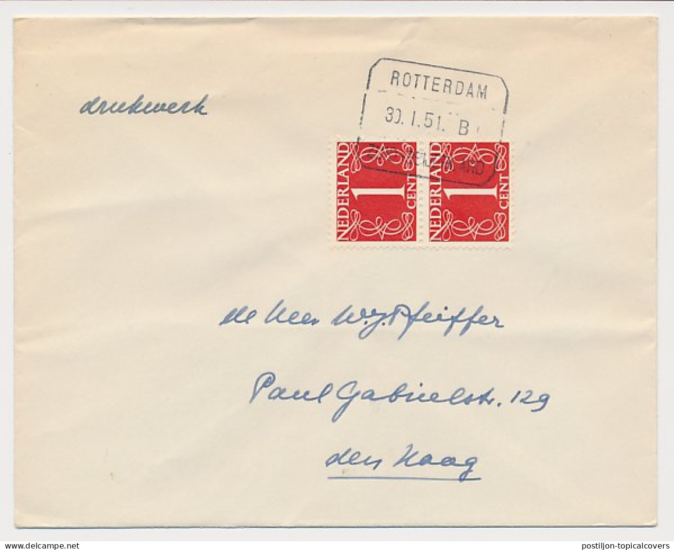 Treinblokstempel : Rotterdam - Zuid-Beijerland B 1951 - Ohne Zuordnung