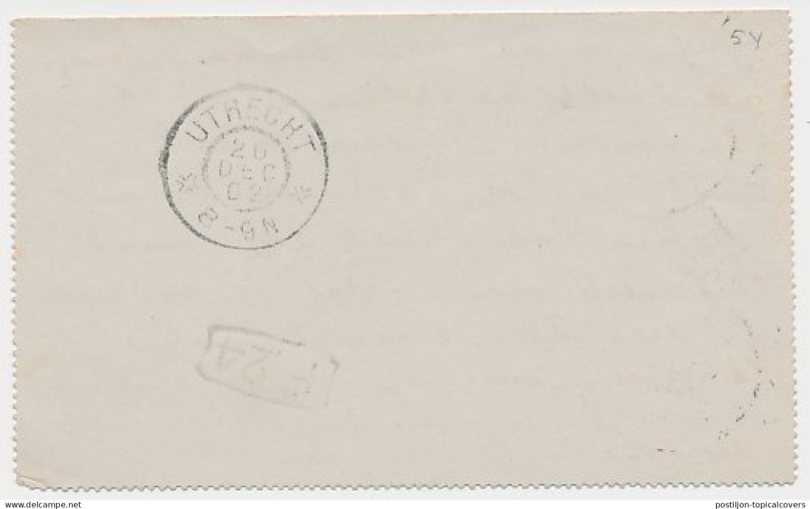 Postblad G. 5 Y Nijmegen - Utrecht 1902 - Postal Stationery