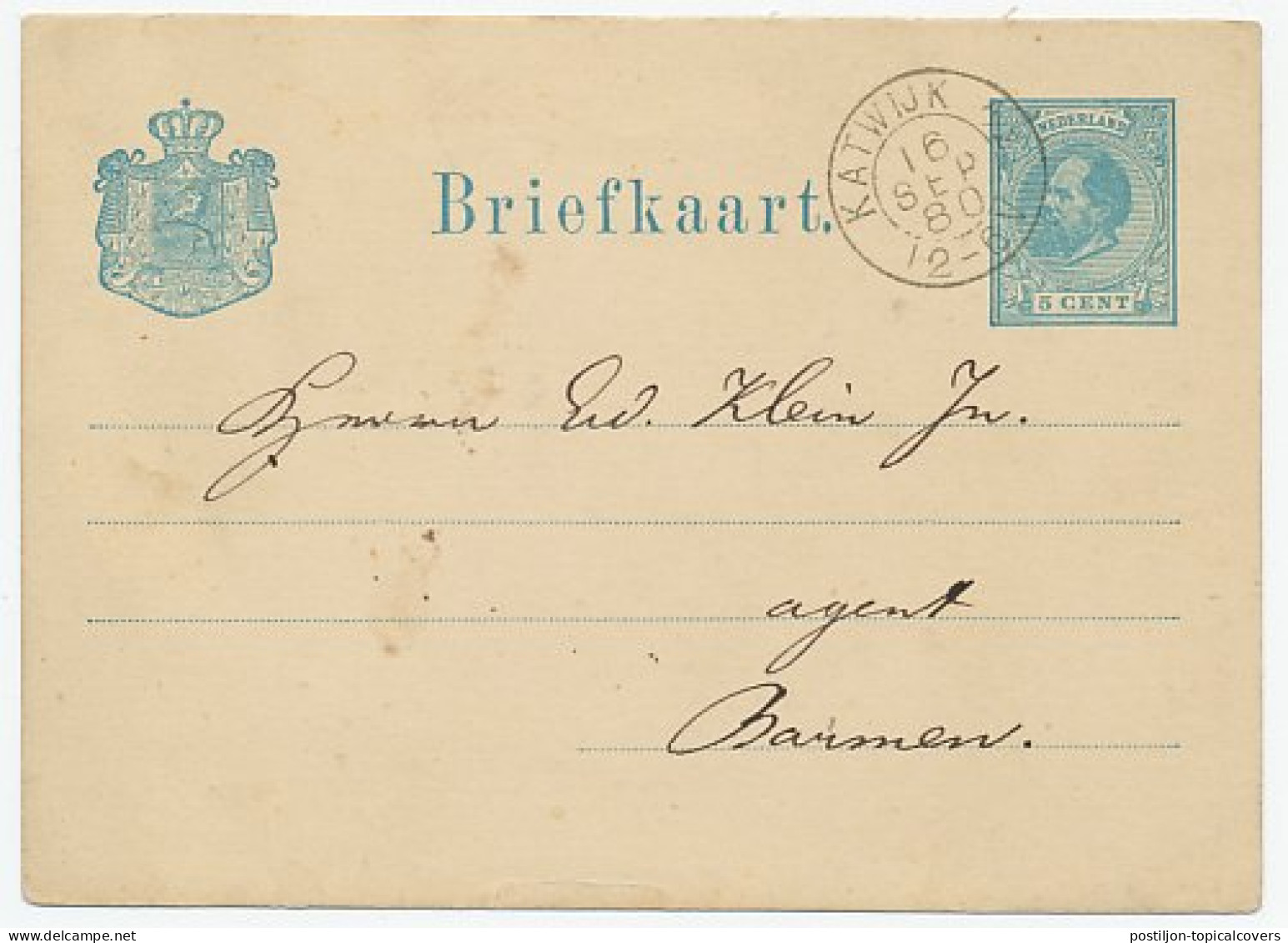 Kleinrondstempel Katwijk A/Z 1880 - Non Classificati