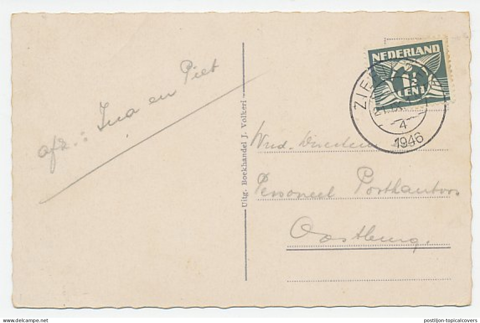 Prentbriefkaart Postkantoor Zierikzee 1946 - Other & Unclassified