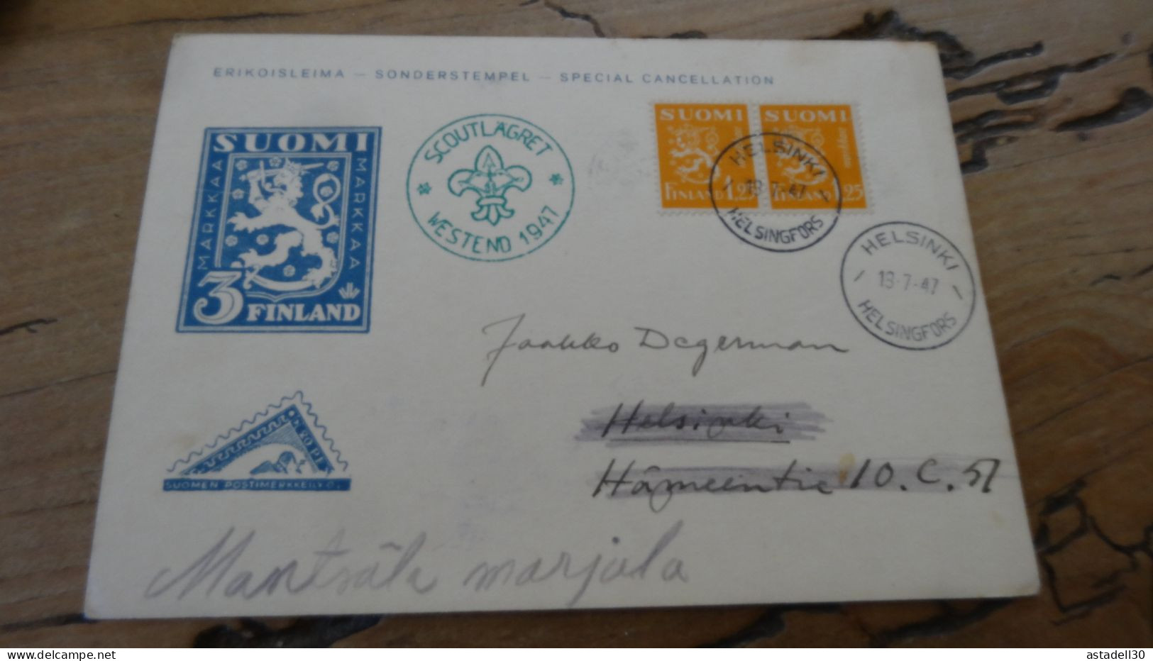 Carte SUOMI FINLAND 1947  ............BOITE1.......... 430 - Brieven En Documenten